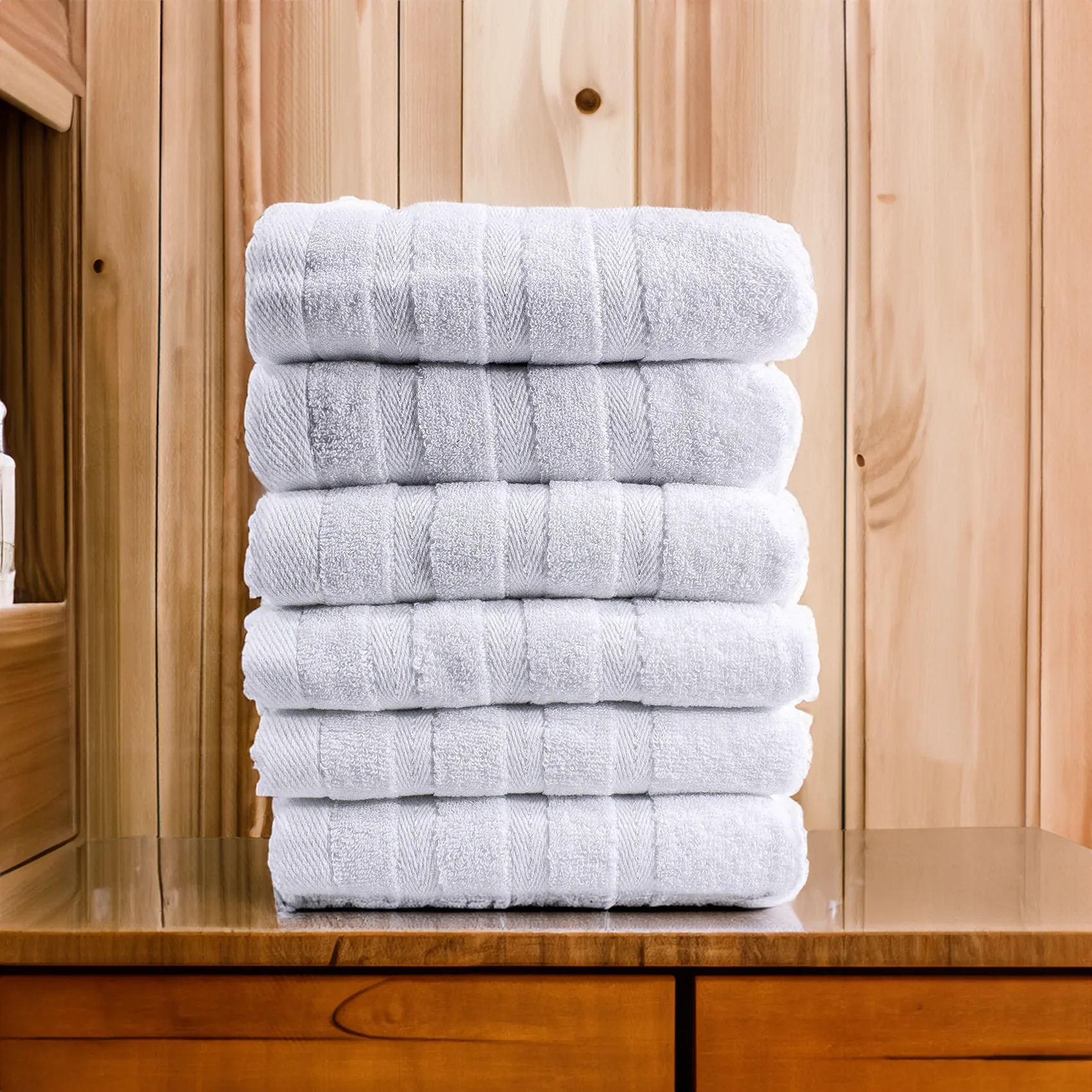 Toalla baño completo blanca 6 - Hokins 5 Toalla Baño Completo 6 piezas 100% Algodón 102x178 - Imagen 1