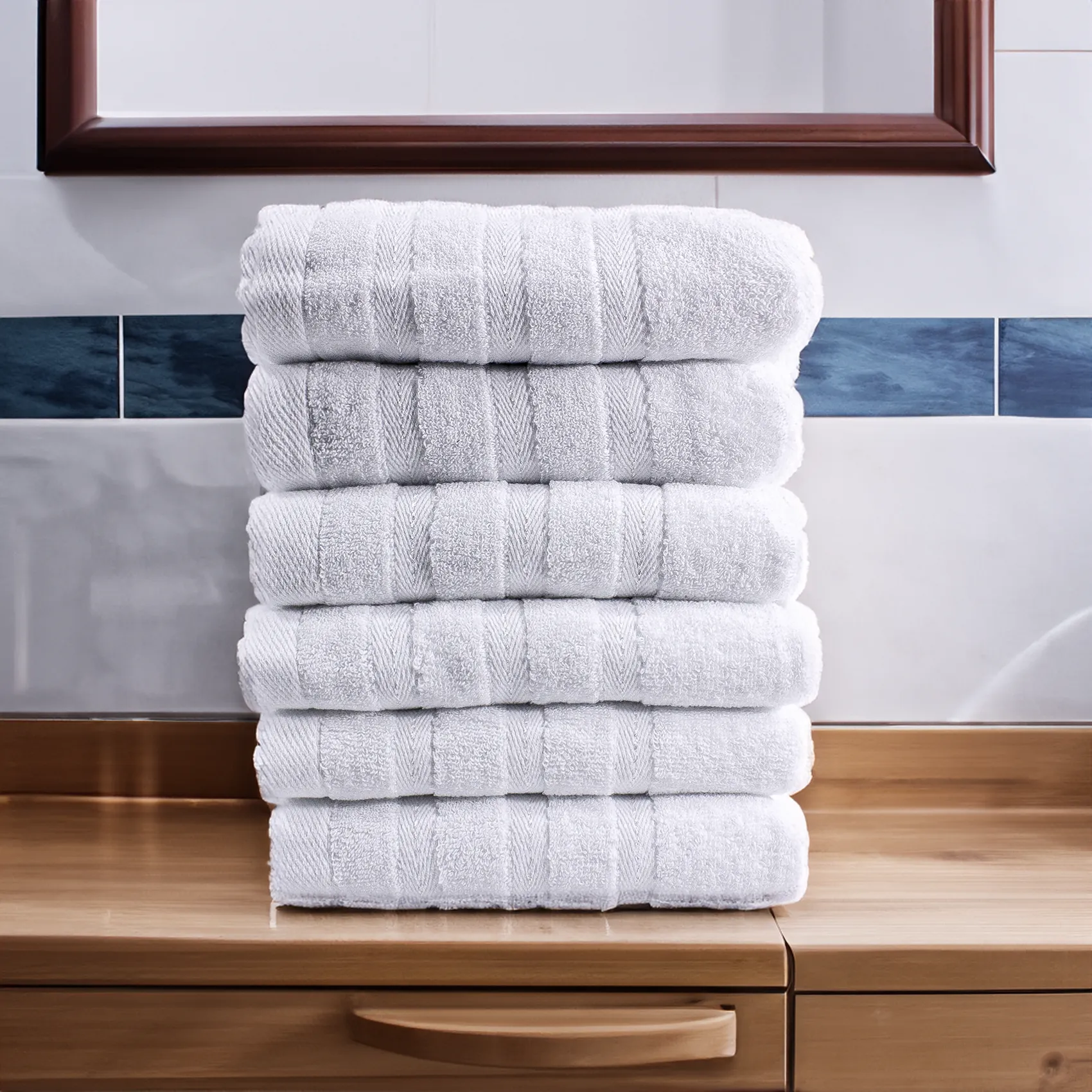 Toallas para mano blancas - Hokins 28 Toalla para Manos 6 piezas 100% Algodon 34x74 cm - Imagen 1