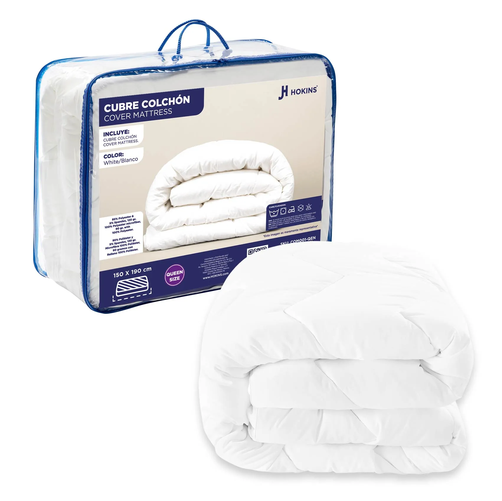 Cubre colchón queen size - 1 Hokins | Cubrecolchón Premium | Acolchonado 5cm - Imagen 1